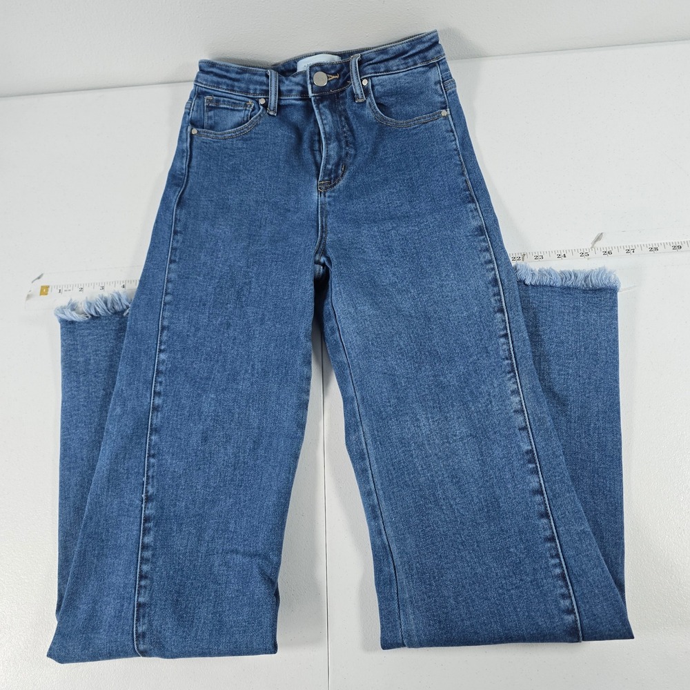 Risen Jean Los Angeles High Rise Straight Leg Frayed Slit Hem Denim RDP5428 3/26